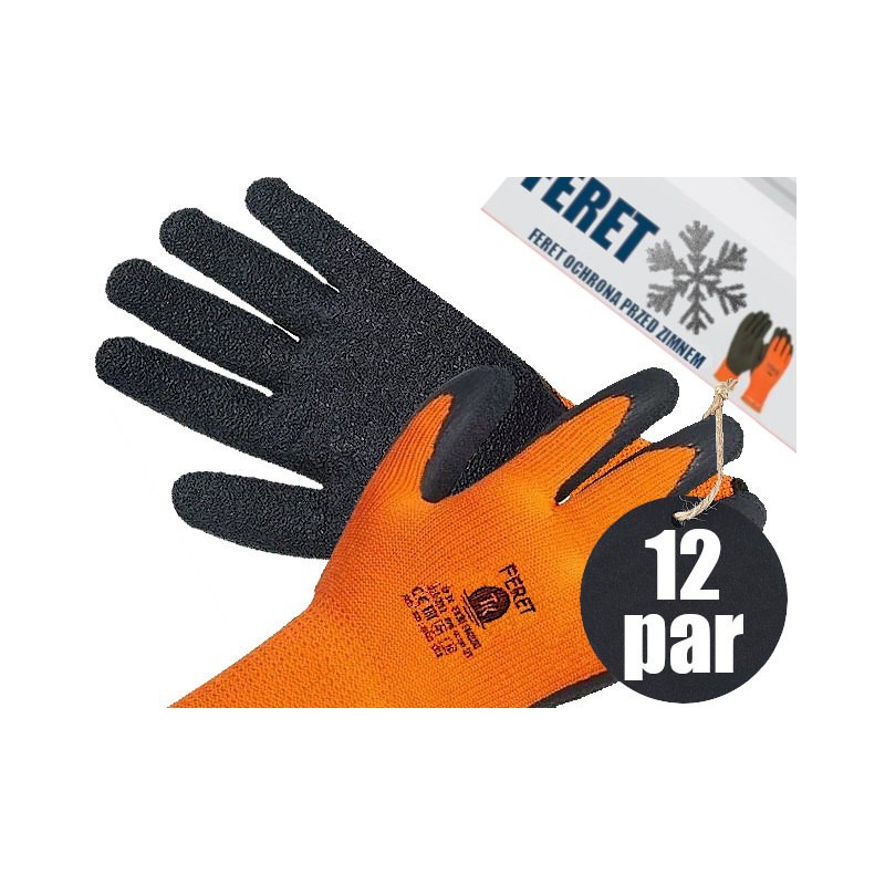 12x Zimowe Feret Rozm. 9 Rękawice Robocze Ocieplane