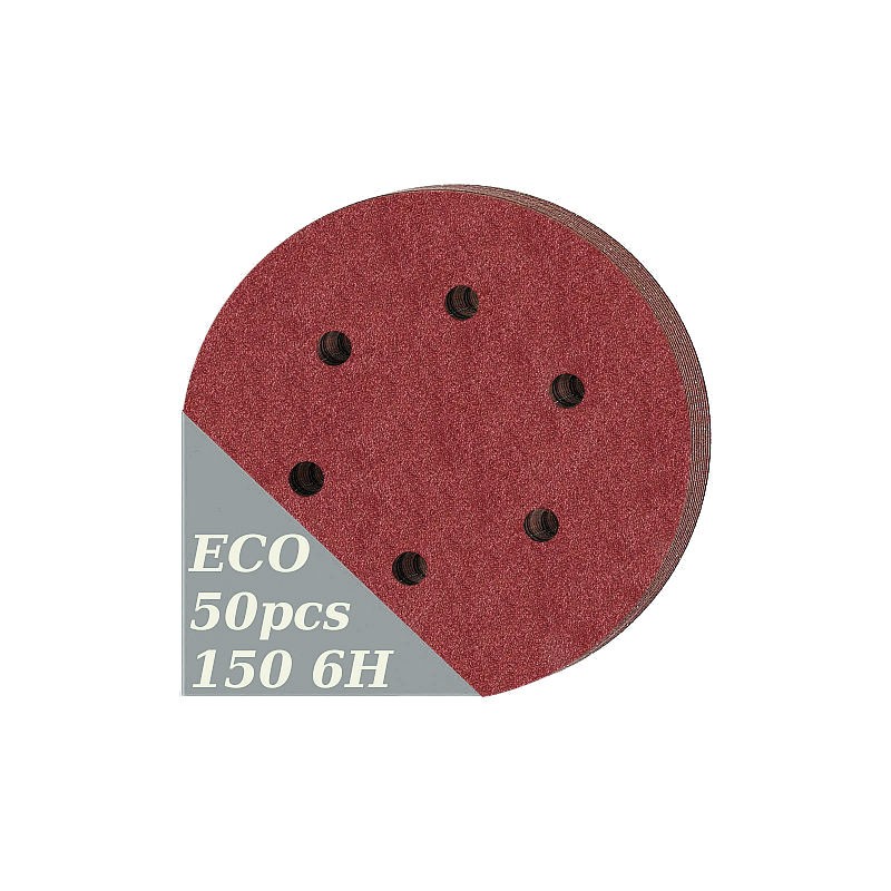 50x Krążki 150mm P120 6-otworów Papier ścierny na rzep korund GLS3
