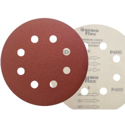50x Krążki KND 125mm P400 8-otw Papier ścierny na rzep elektrokorund op. 50 szt! GLS5