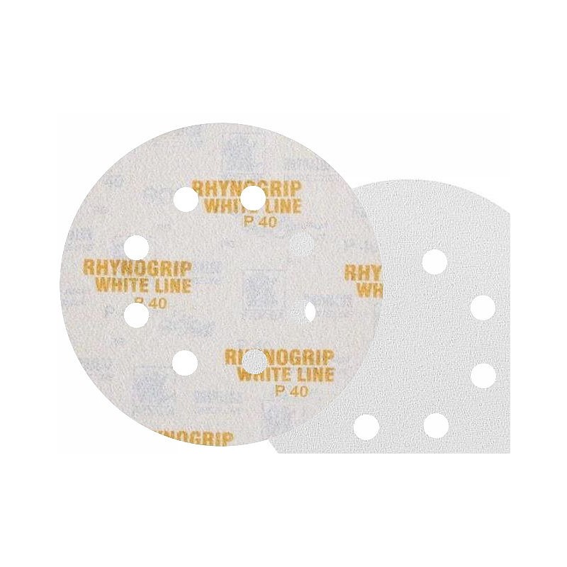 50x INDASA WHITE 125mm P40 8-otworów Papier ścierny na rzep whiteline GLS5 8H