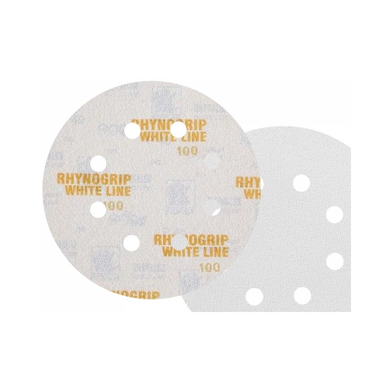 50x INDASA WHITE 125mm P100 8-otworów Papier ścierny na rzep whiteline GLS5 8H