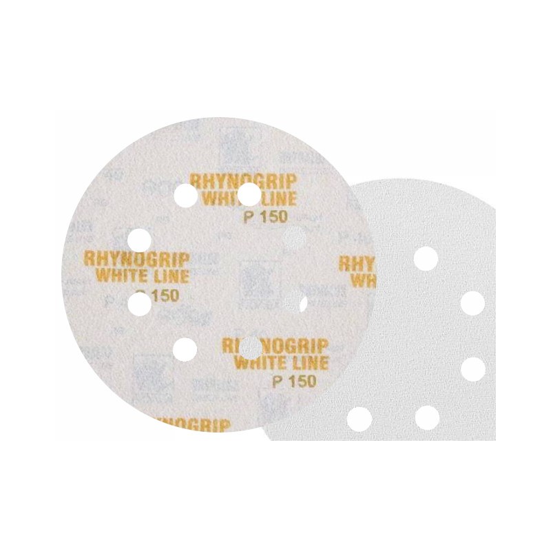 50x INDASA WHITE 125mm P150 8-otworów Papier ścierny na rzep whiteline GLS5 8H