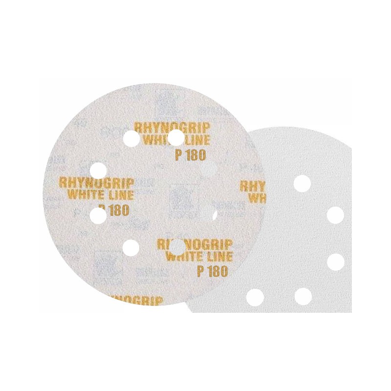 50x INDASA WHITE 125mm P180 8-otworów Papier ścierny na rzep whiteline GLS5 8H