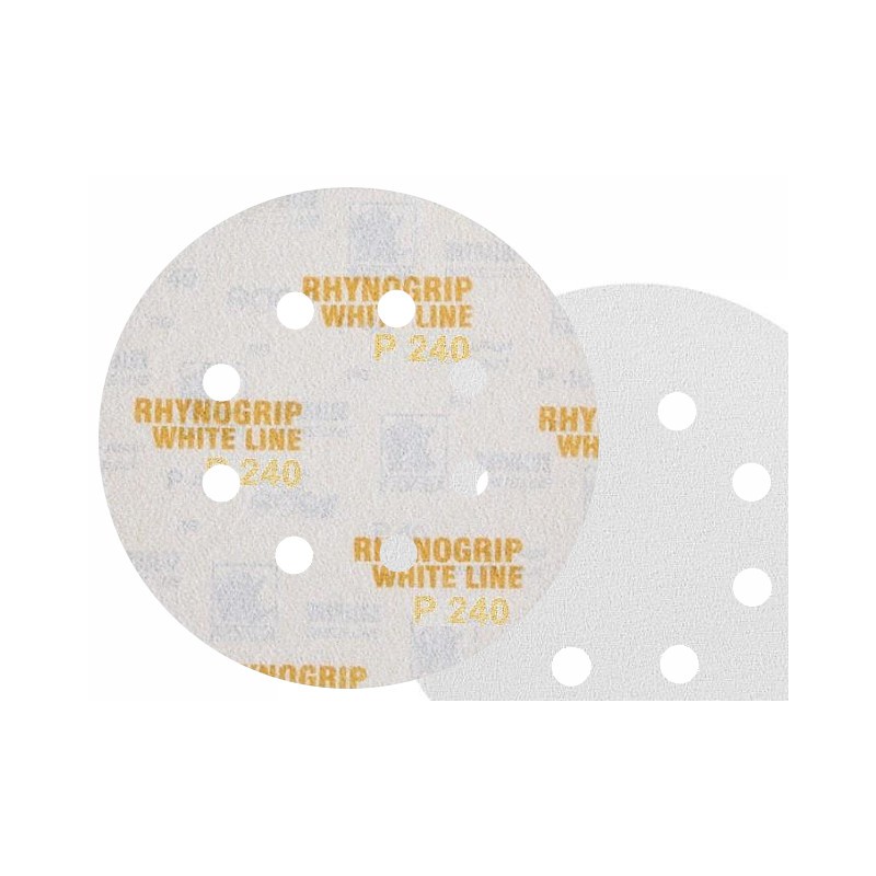 50x INDASA WHITE 125mm P240 8-otworów Papier ścierny na rzep whiteline GLS5 8H