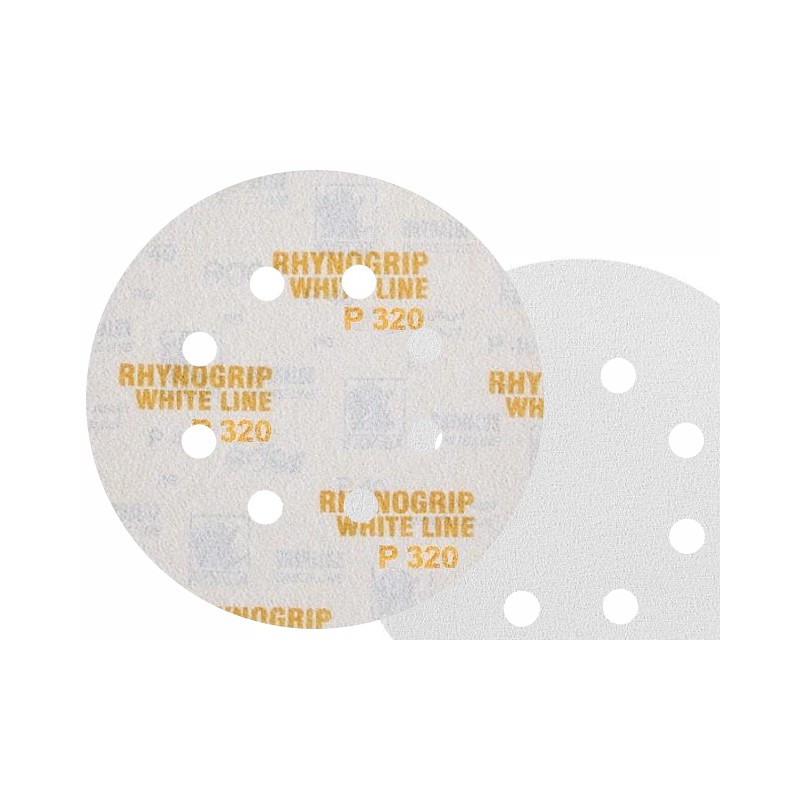 50x INDASA WHITE 125mm P320 8-otworów Papier ścierny na rzep whiteline GLS5 8H