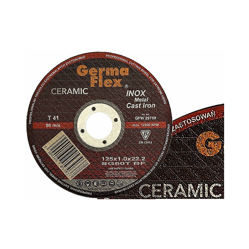 1x GF CERAMIC 125x1,0 Tarcza do cięcia metalu INOX Germaflex SG