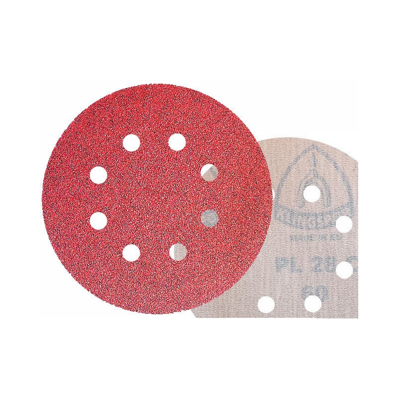 50x Krążki PL28 125mm P60 GLS5 (8-otworów) Papier ścierny na rzep KLINGSPOR