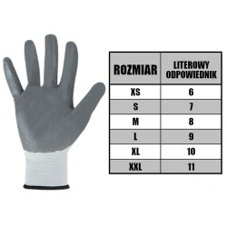 12x Nitryl Szary Rozm. 11 Rękawice Robocze Poliestrowe powleczone nitrylem