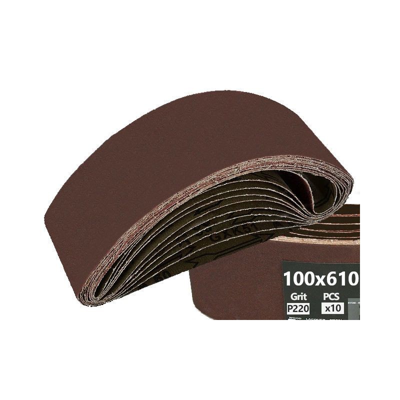 10x Pas 100x610 P220 Bezkońcowy papier ścierny taśma