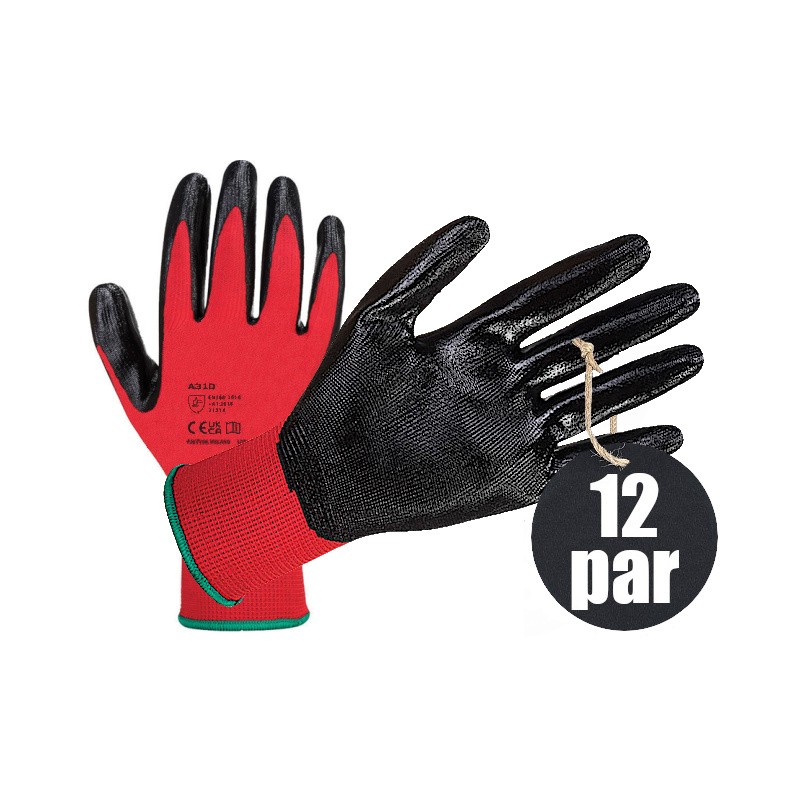 12x Latex Horn Roz. 10 Rękawice Robocze powlekane lateksem