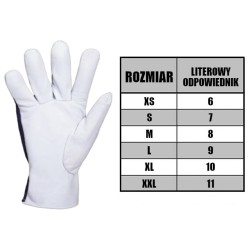 1x Kozia Skóra Roz. 8 Rękawice Robocze Skórzane GAT. 1