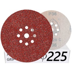 10x Krążki PL28 225mm P36 GLS38 8+1 -otworów Papier ścierny na rzep KLINGSPOR 9H