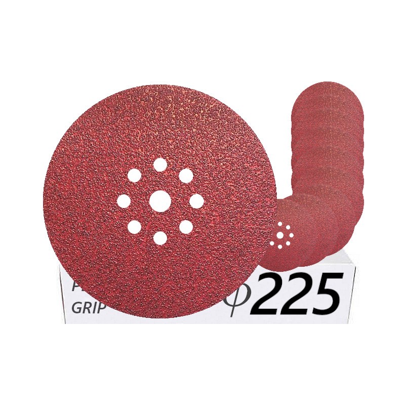 10x Krążki PL28 225mm P40 GLS38 8+1 -otworów Papier ścierny na rzep KLINGSPOR 9H