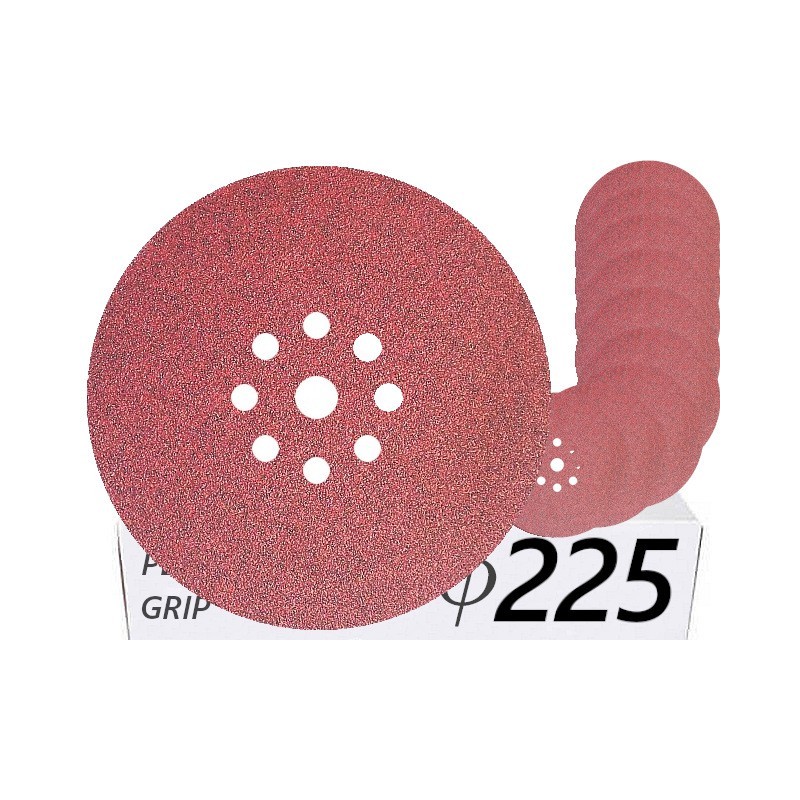 10x Krążki PL28 225mm P60 GLS38 8+1 -otworów Papier ścierny na rzep KLINGSPOR 9H