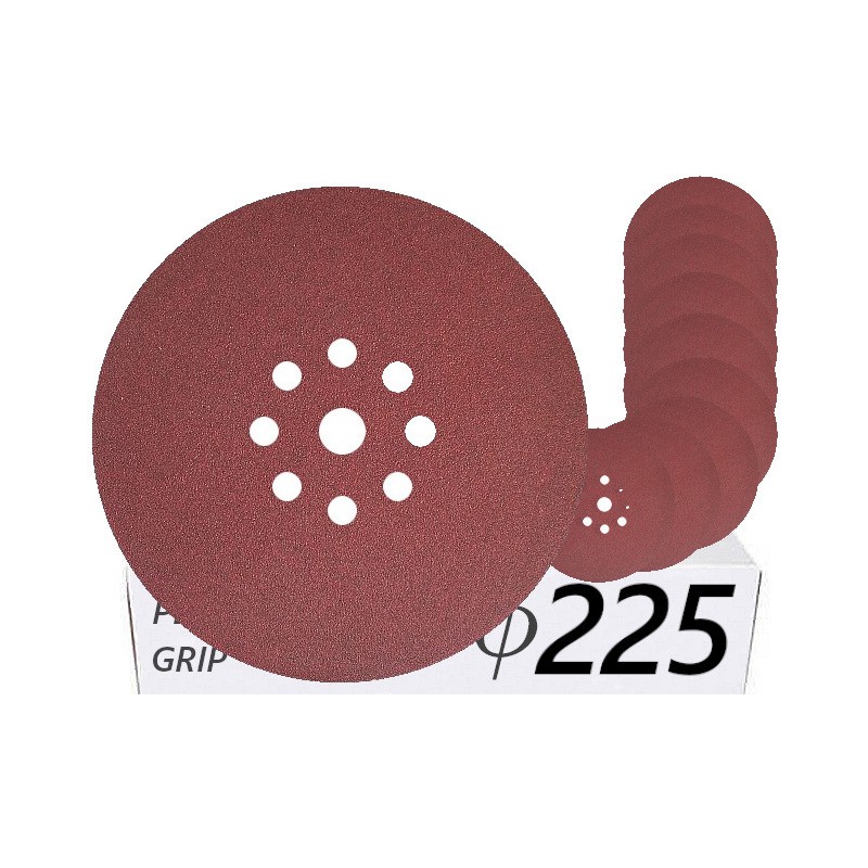 10x Krążki PL28 225mm P100 GLS38 8+1 -otworów Papier ścierny na rzep KLINGSPOR 9H