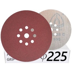 10x Krążki PL28 225mm P100 GLS38 8+1 -otworów Papier ścierny na rzep KLINGSPOR 9H
