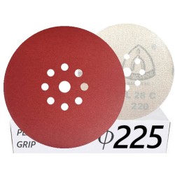 10x Krążki PL28 225mm P220 GLS38 8+1 -otworów Papier ścierny na rzep KLINGSPOR 9H