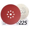 10x Krążki PL28 225mm P220 GLS38 8+1 -otworów Papier ścierny na rzep KLINGSPOR 9H