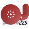 10x Krążki PL28 225mm P240 GLS38 8+1 -otworów Papier ścierny na rzep KLINGSPOR 9H