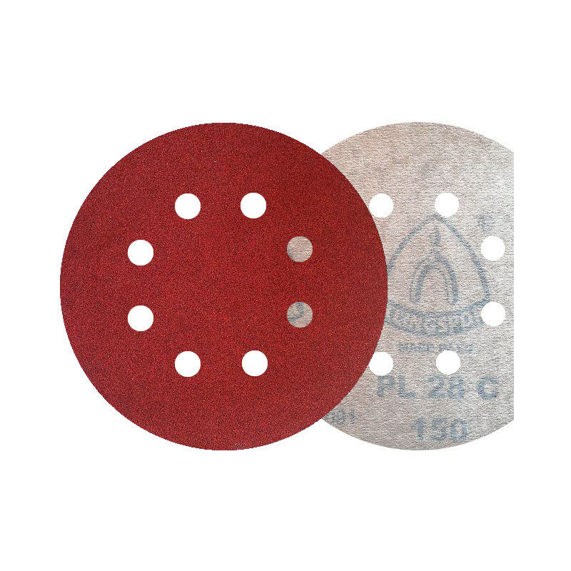 50x Krążki PL28 125mm P150 GLS5 (8-otworów) Papier ścierny na rzep KLINGSPOR