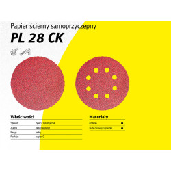 50x Krążki PL28 125mm P150 GLS5 (8-otworów) Papier ścierny na rzep KLINGSPOR