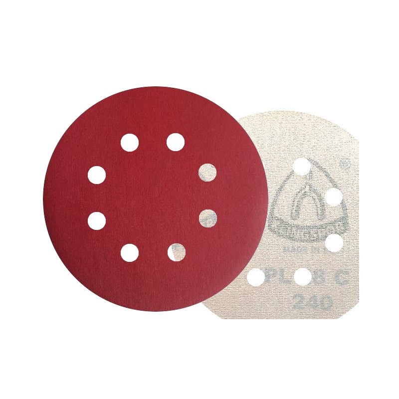 50x Krążki PL28 125mm P240 GLS5 (8-otworów) Papier ścierny na rzep KLINGSPOR