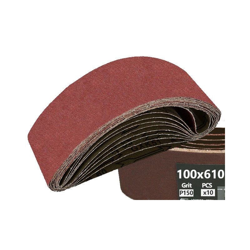 10x Pas 100x610 P150 Bezkońcowy papier ścierny taśma