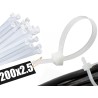 100x Opaski Kablowe 200x2,5 Zaciskowe Białe Transparentne Trytki