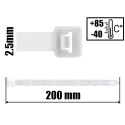 100x Opaski Kablowe 200x2,5 Zaciskowe Białe Transparentne Trytki