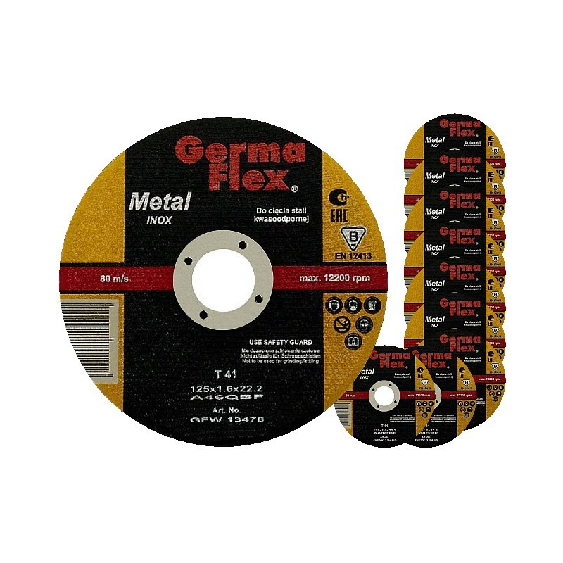 10x Germaflex Inox 125x1,6 Tarcza do cięcia metalu