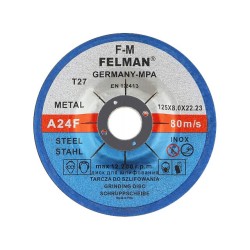 1x Felman 125x8.0 GRUBA Tarcza do szlifowania metalu