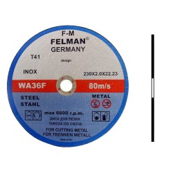 1x Felman 230x2,0 Tarcza do cięcia metalu
