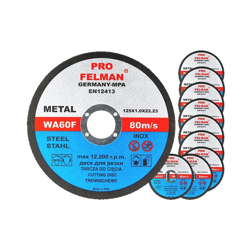 10x Felman PRO 125x1,0 Tarcza do cięcia metalu