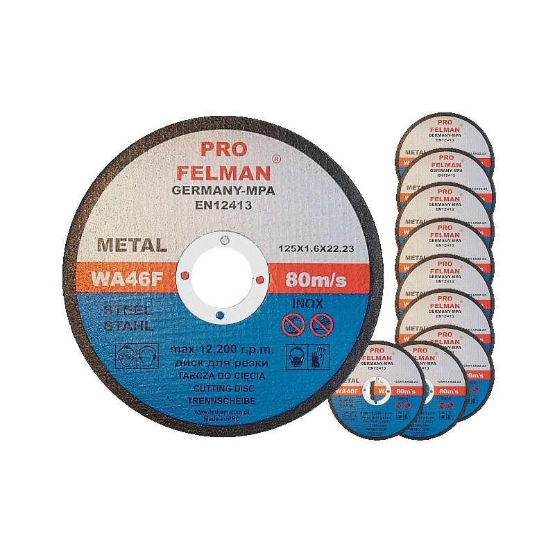 10x Felman PRO 125x1,6 Tarcza do cięcia metalu