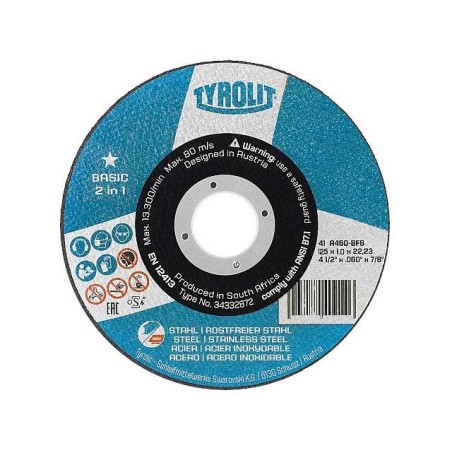 1x Tyrolit Basic 125x1,0 Tarcza do cięcia 2w1 metal inox