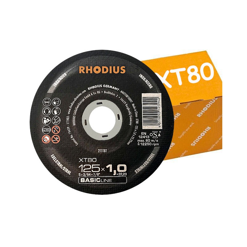 1x Rhodius XT80 125x1,0 Tarcza do cięcia metalu Basic