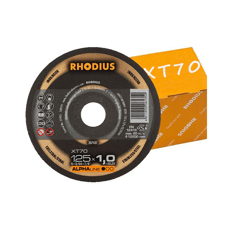 1x Rhodius XT70 125x1,0 Niemiecka Tarcza do cięcia metalu