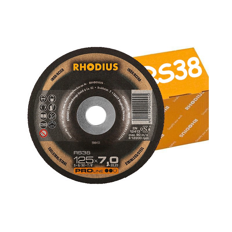 1x Rhodius RS38 125x7,0 Niemiecka tarcza do szlifowania metalu